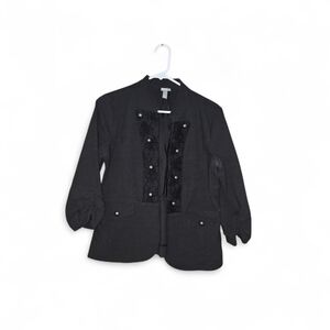Vanity Black Women's Blazer with Button Detail